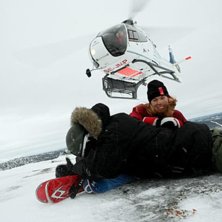 Heliskiing p&aring; Renfj&auml;llet under VM. Foto: Anna Lundberg. Fahrer: Ronny, Julia Hamrin.