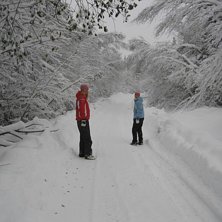 Massor med h&auml;rlig sn&ouml; i oktober!!. Foto: Maria Lidfors. Fahrer: Eilert o Nina.